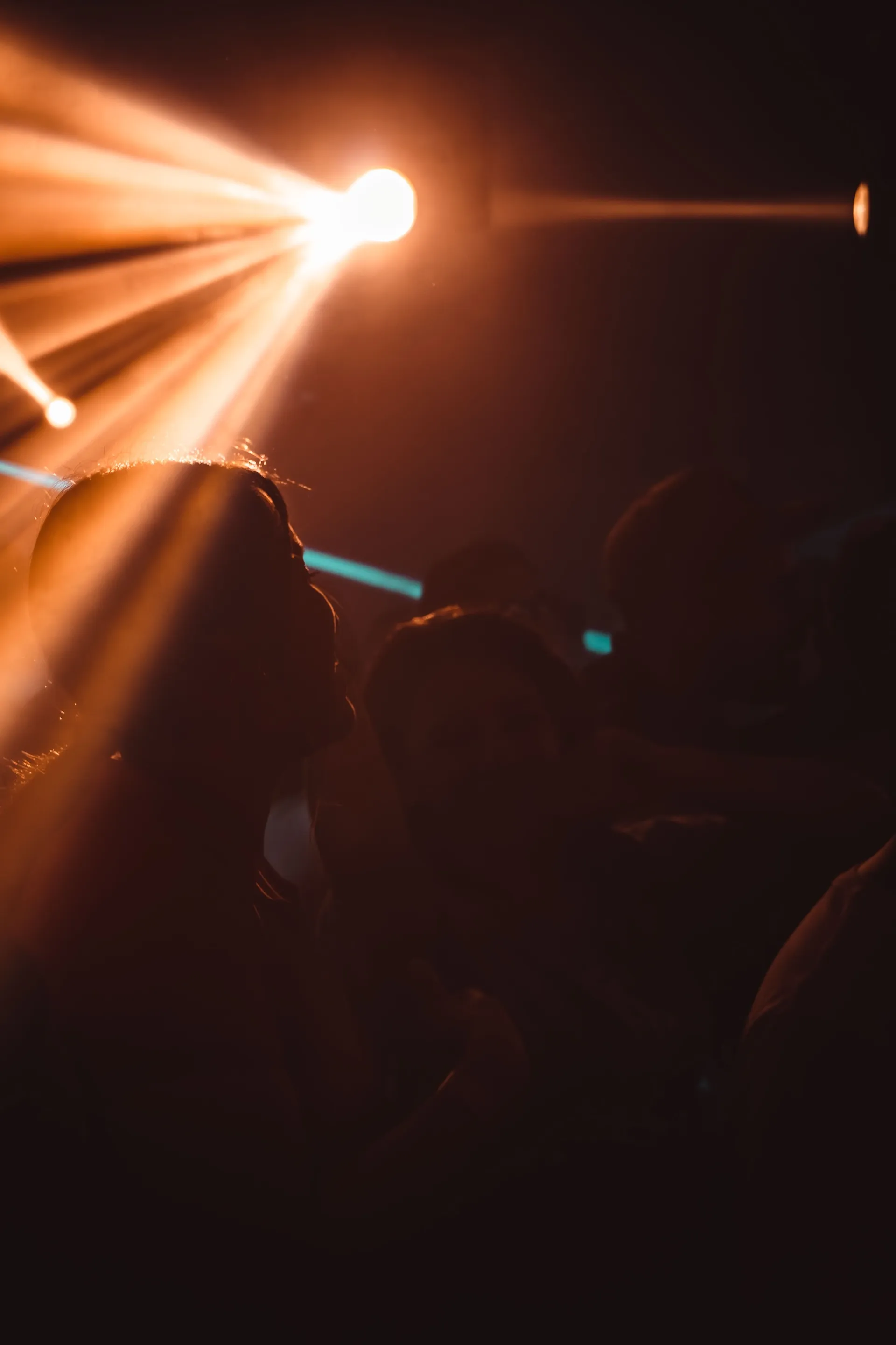 Guests silhouetted against a warm spotlight during an event at Cruise Club Cairns